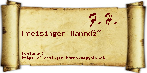 Freisinger Hannó névjegykártya